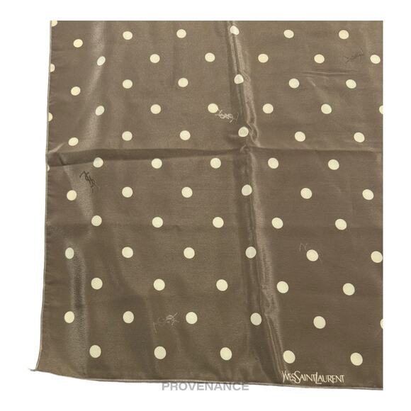 🔴 Yves Saint Laurent YSL Silk Scarf 90 - Polkadot Taupe - Picture 4 of 6